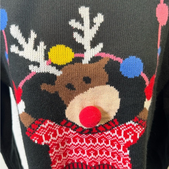 Daisy Boutique “Merry Christmas” Reindeer Pom Pom Sweater - Picture 3 of 9
